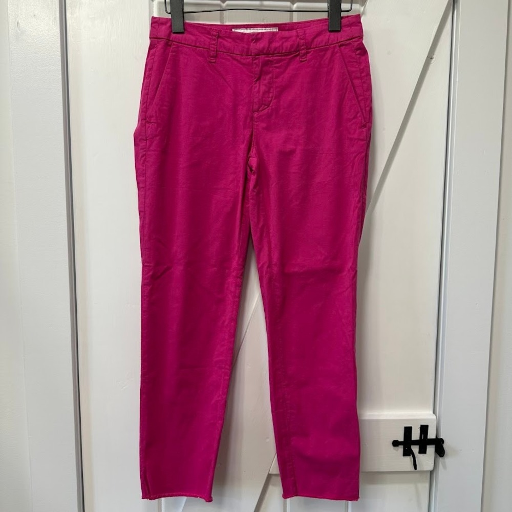 Frank & Eileen Womens Pants Size 0 Wicklow Italian Crop Chino Raspberry Pink NEW